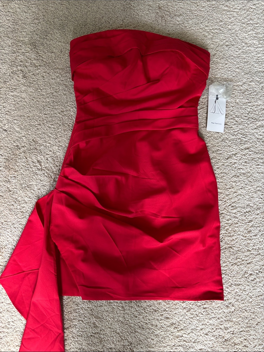 Strapless Red Evening Party Dress by